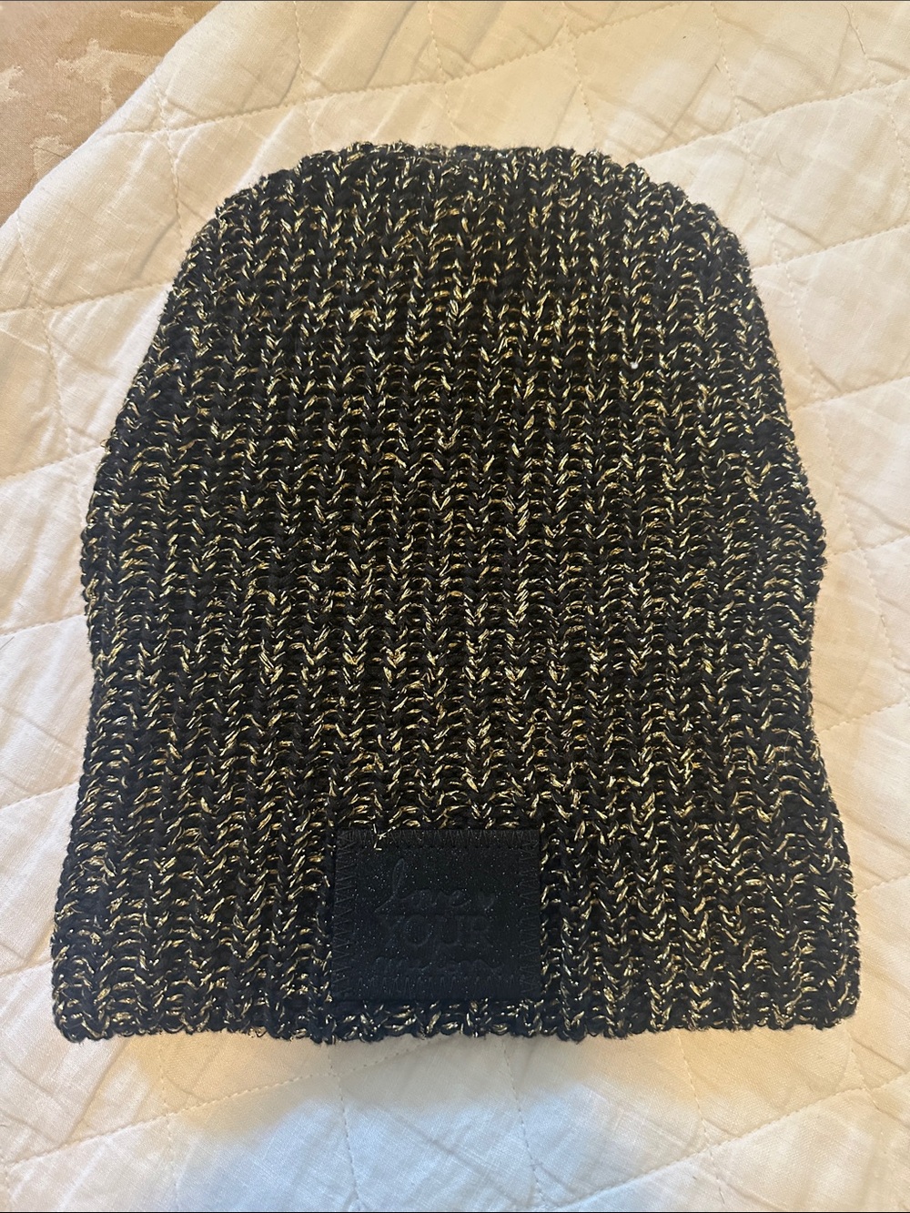 Love Your Melon Black and Gold Knit Beanie